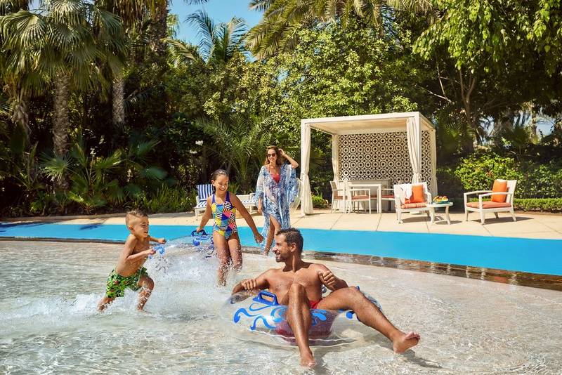 Family in a private cabana